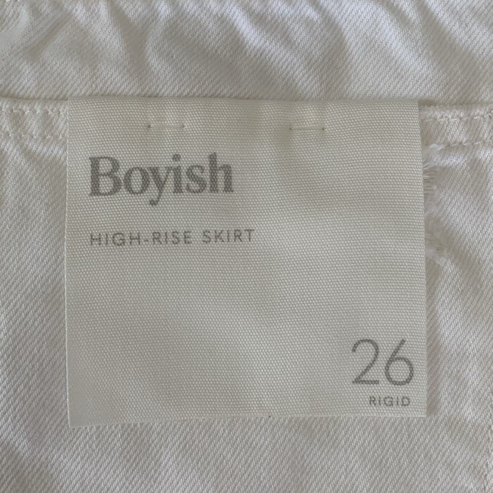 Boyish Anthropologie Corey Jean Skirt White Denim 26 High Rise Mini Royal Weddng - Picture 3 of 16